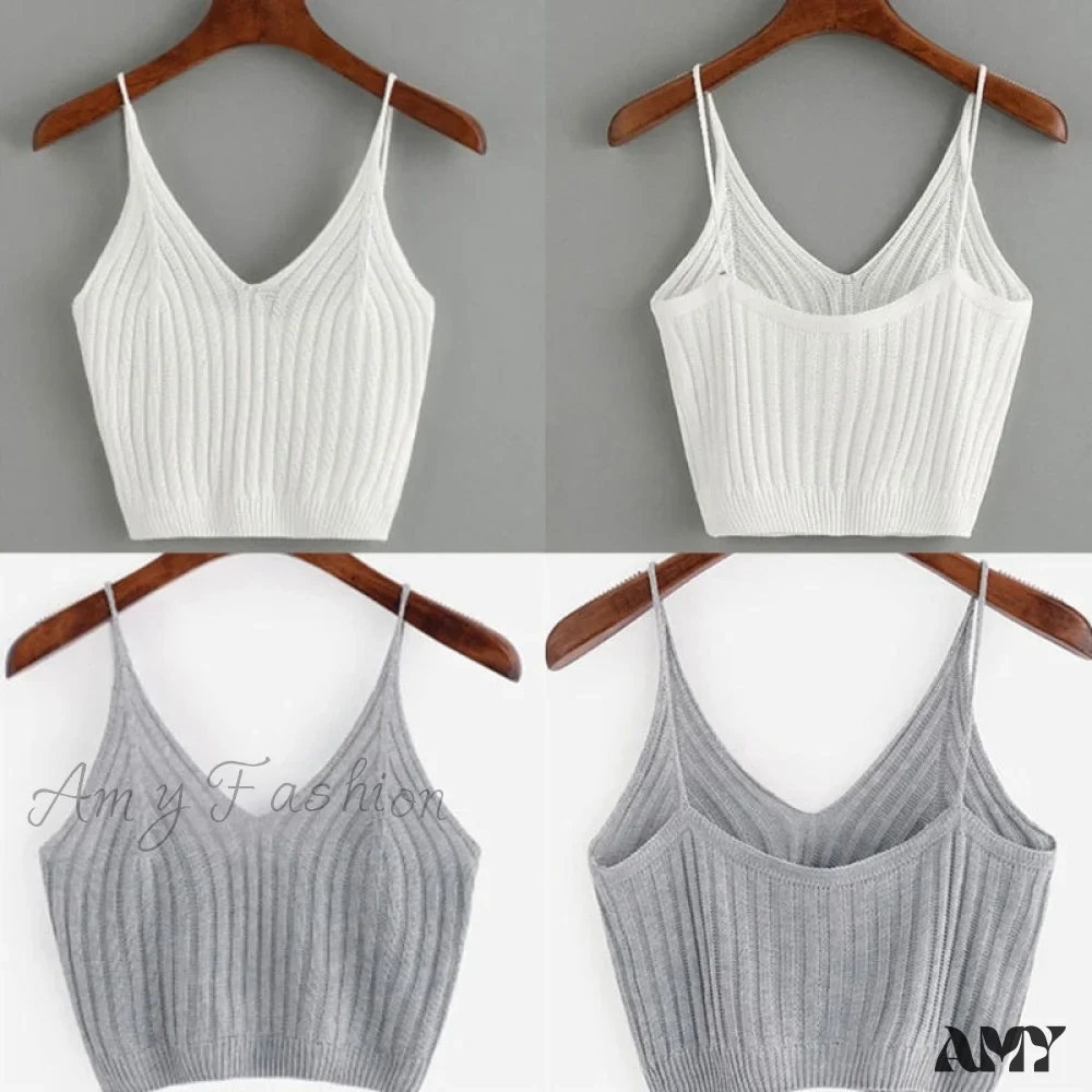 Amy Fashion - Sexy Strappy Sleeveless Racerback Crop Top - Image 3