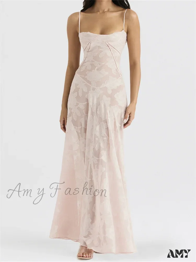 Amy Fashion - Sexy Women Sleeveless Spaghetti Strap  Sling Lace Floral Backless Criss-cross Tie-up Summer Vestidos