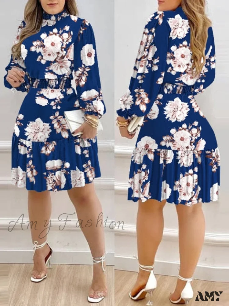 Amy Fashion - Shirred Ruffles Midi Vestidos Elegant Party Dress - Image 14