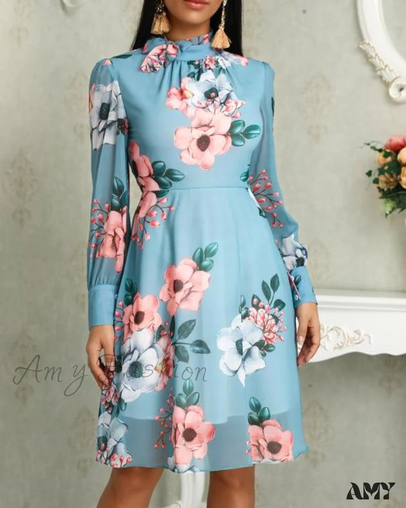Amy Fashion - Shirred Ruffles Midi Vestidos Elegant Party Dress - Image 15