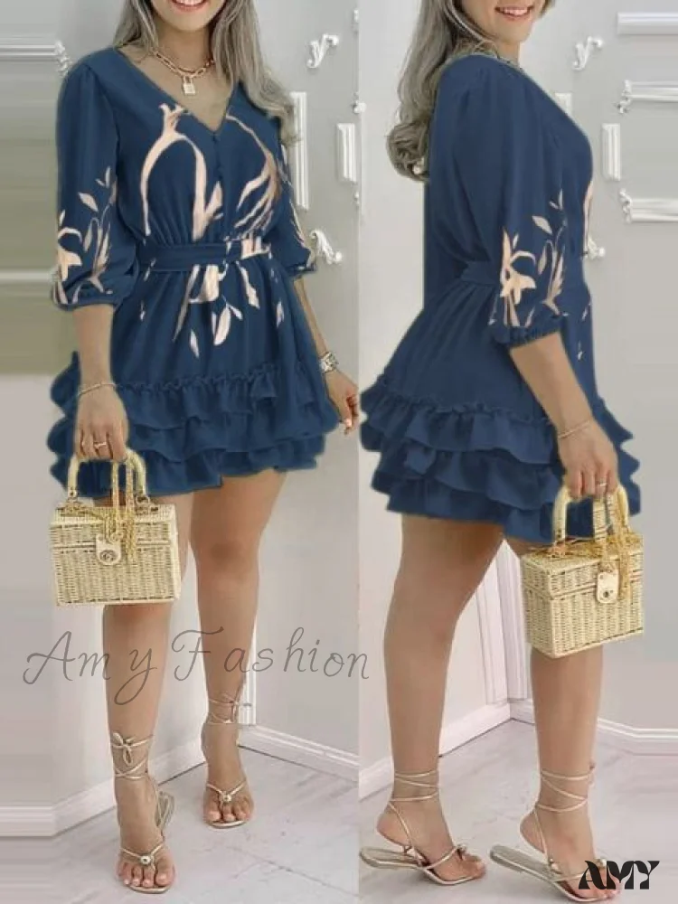 Amy Fashion - Shirred Ruffles Midi Vestidos Elegant Party Dress - Image 8