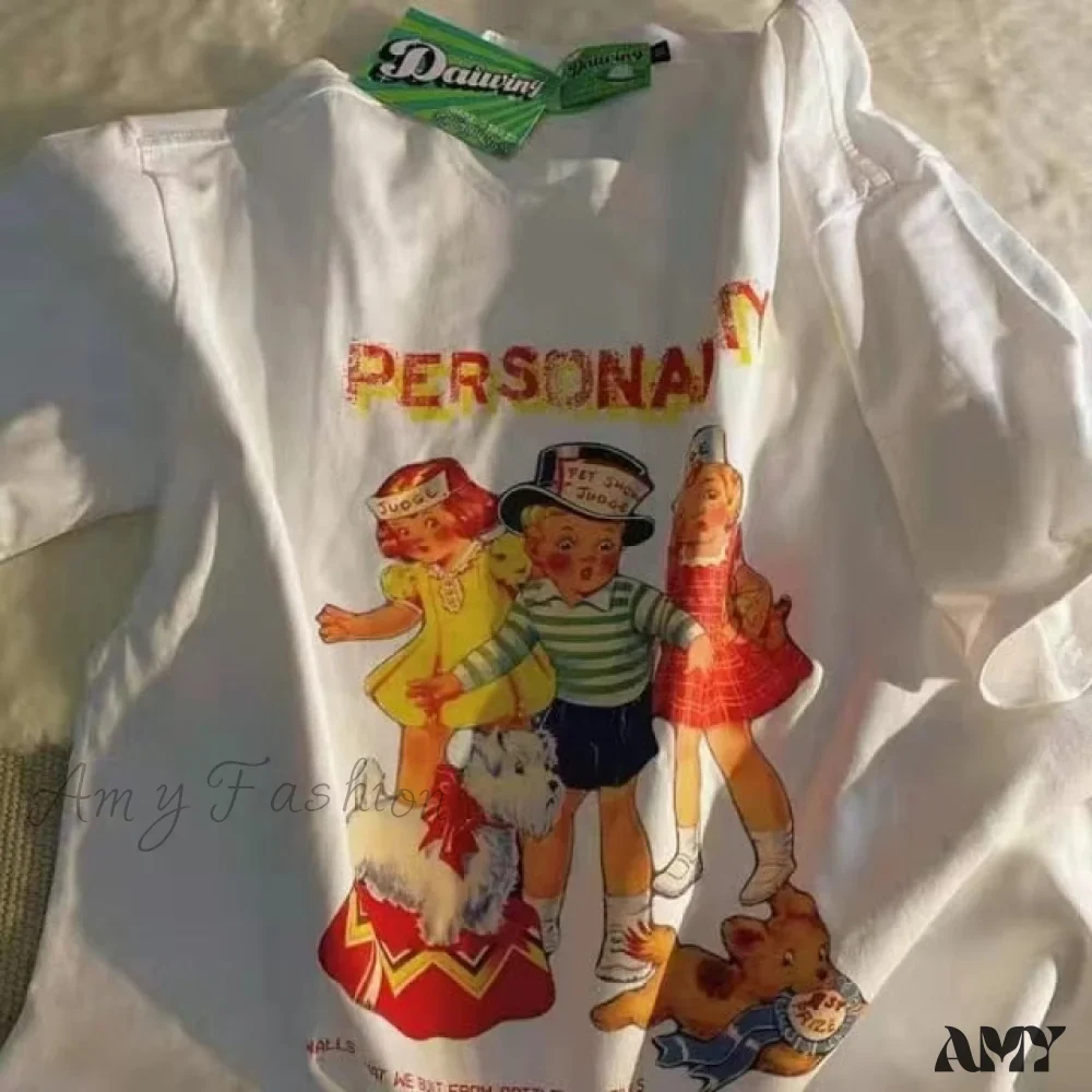 Amy Fashion - Short Sleeve O Neck Print T-Shirt - Image 29