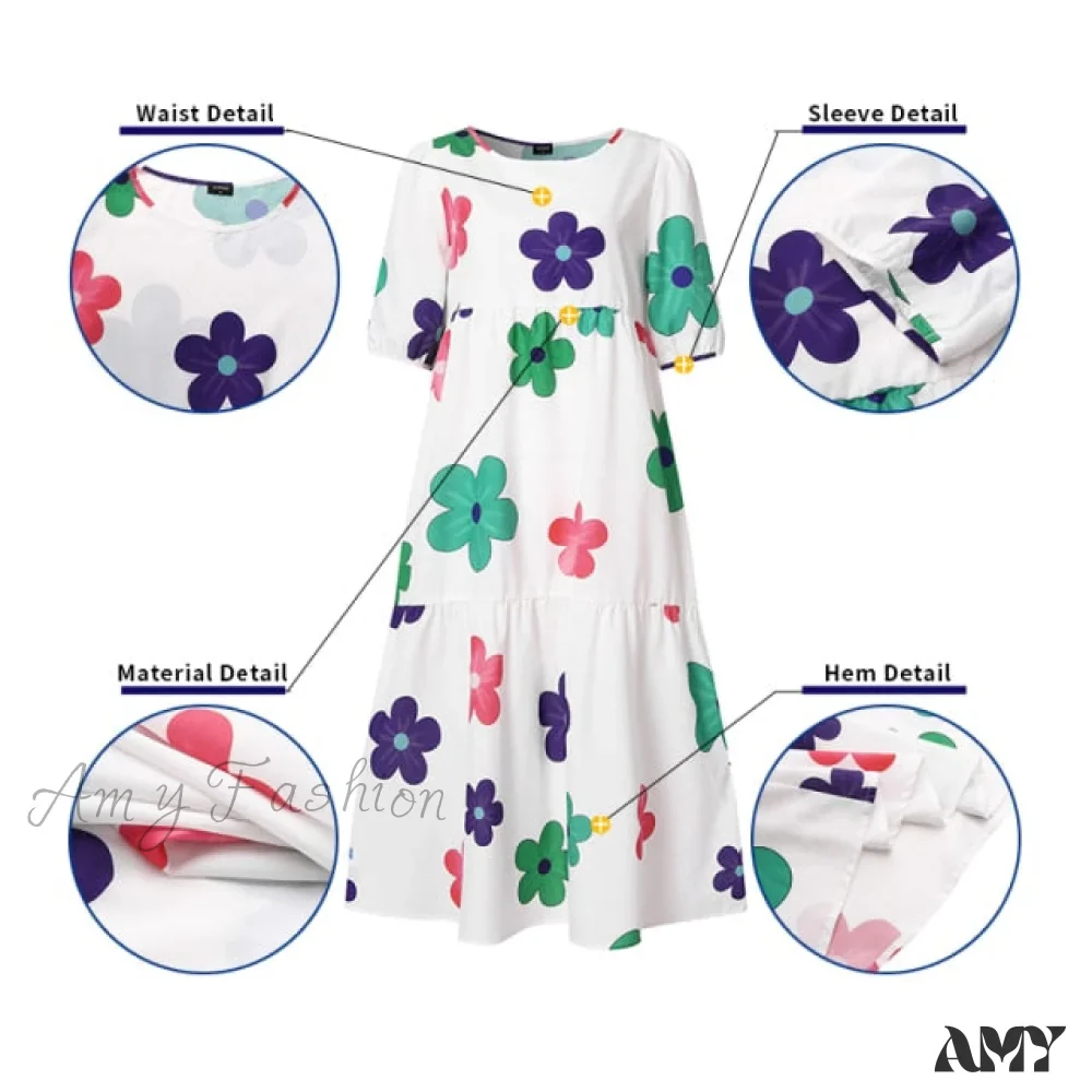 Amy Fashion - Short Sleeve Vintage Plaid Printed Sundress - Image 7