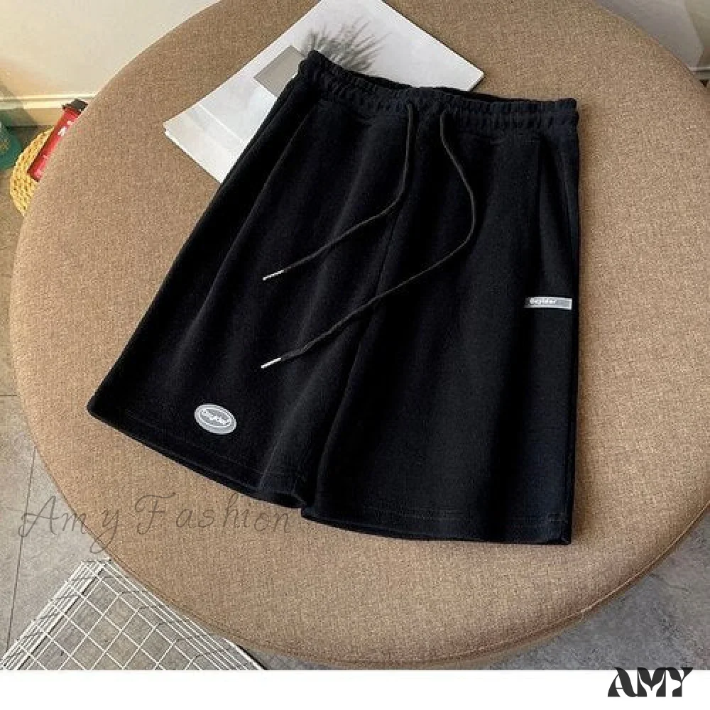 Amy Fashion - Elastic Waist Cotton Casual Biker Shorts - Image 3