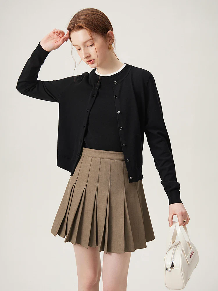 Silk Knit Black Loose Spring Cardigan