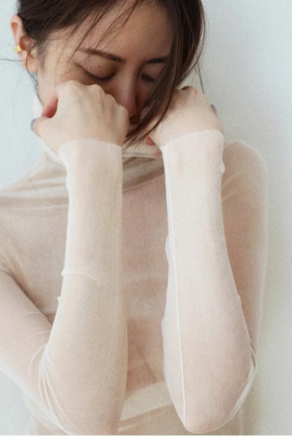 Silk Tulle Sheer Lace Turtleneck Base Layer - Image 2