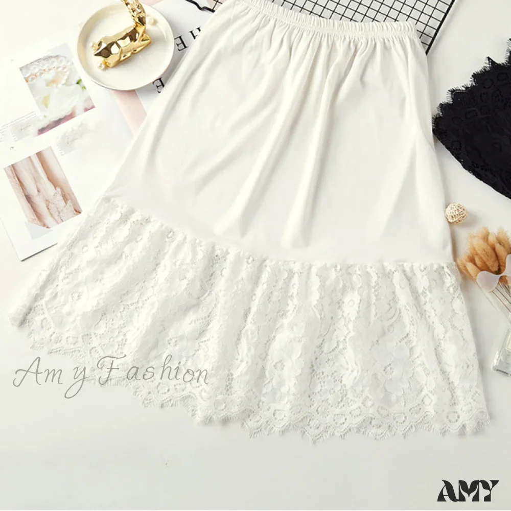 Amy Fashion - Extender Knee Lace Slip Hollow Skirts - Image 3