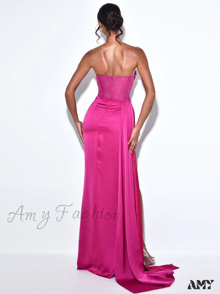 Amy Fashion - Sleeveless High Split Dress Women Evening Party Club Dres - Image 17