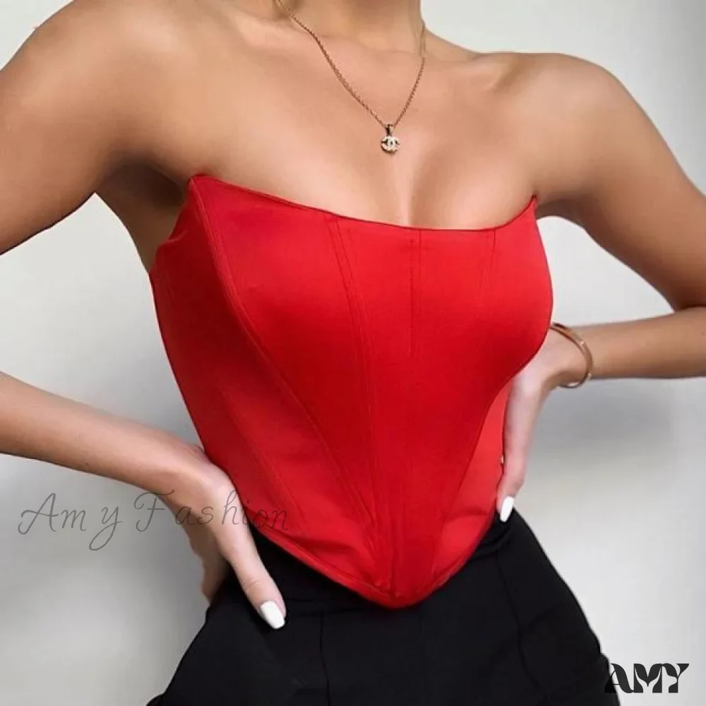 Amy Fashion - Sleeveless Off Shoulder Velvet Sexy Corset - Image 4