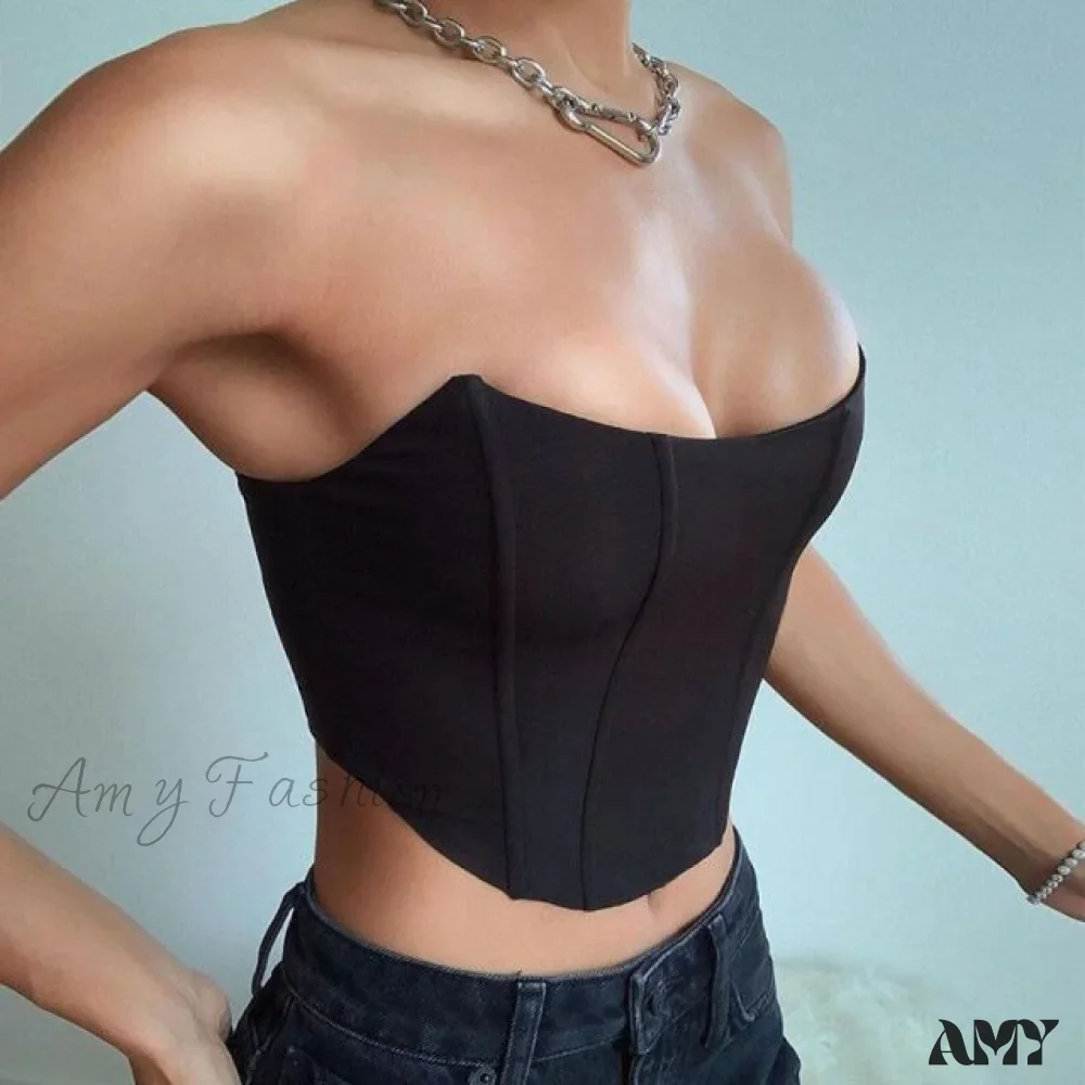 Amy Fashion - Sleeveless Off Shoulder Velvet Sexy Corset - Image 5