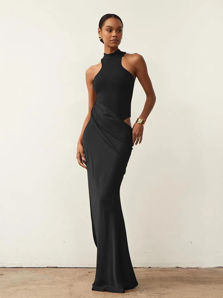 Sleeveless Solid Backless Long Bodycon Dress - Image 5
