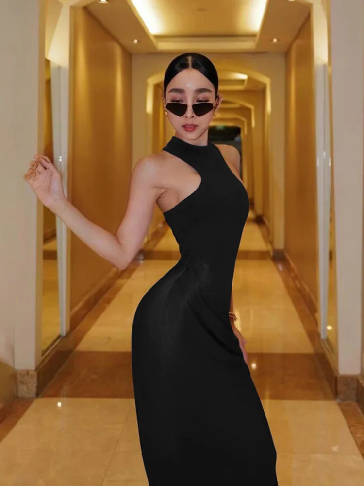 Sleeveless Solid Backless Long Bodycon Dress - Image 6