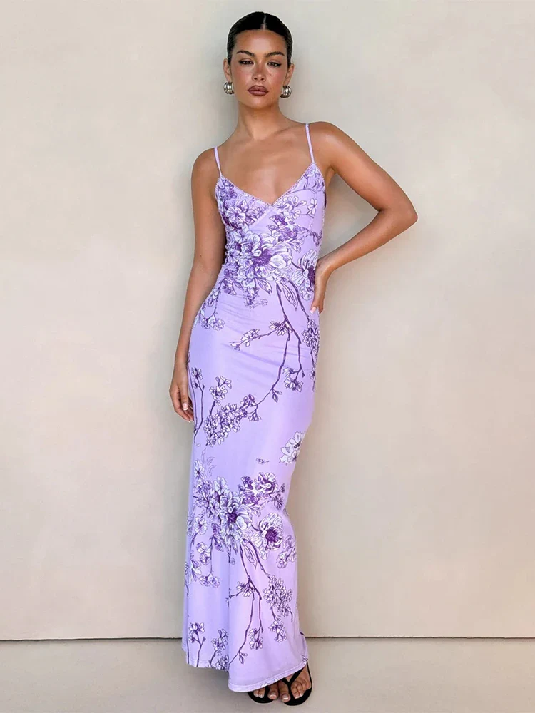 Sleeveless V-Neck Slim Floral Dress - Image 2