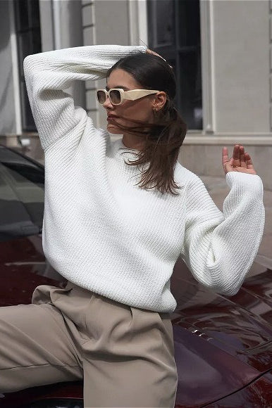 Slouchy Long Sleeve Knit Sweater - Image 3