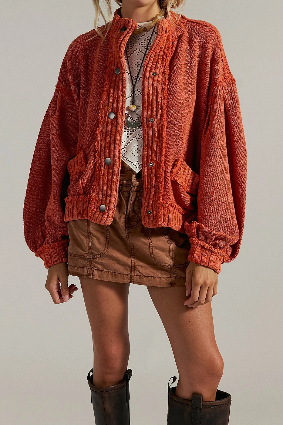 Slouchy Old Money Retro Loose Knit Cardigan - Image 2