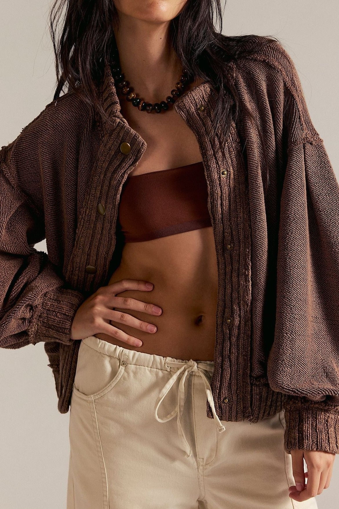 Slouchy Old Money Retro Loose Knit Cardigan - Image 6