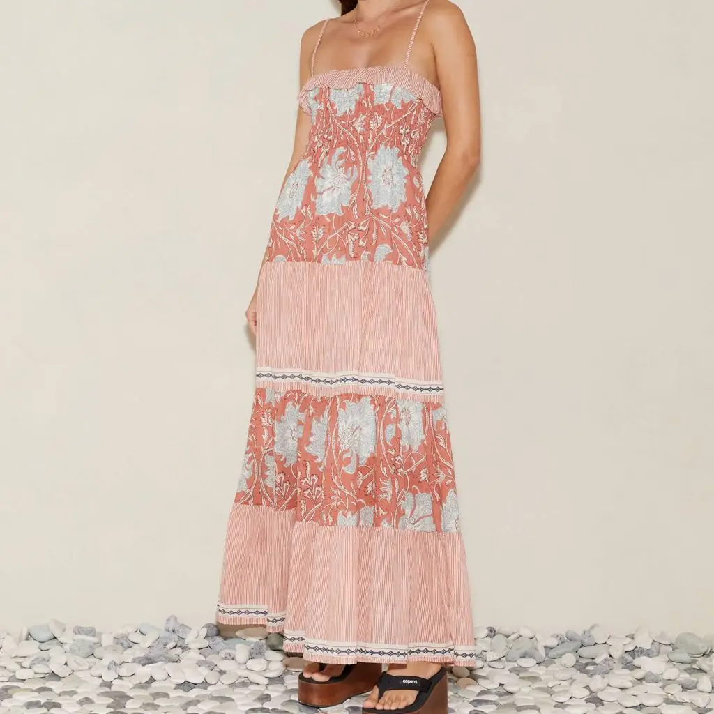 Smocked Floral Spaghetti Slip Vacation Dress - Image 7