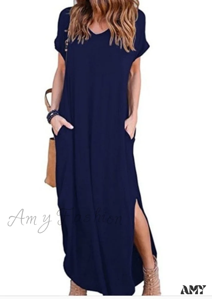 Amy Fashion - Casual Short Sleeve Maxi Long Dress - Image 10