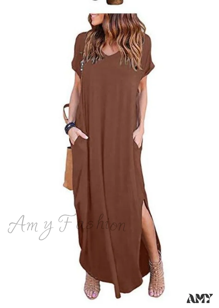 Amy Fashion - Casual Short Sleeve Maxi Long Dress - Image 11