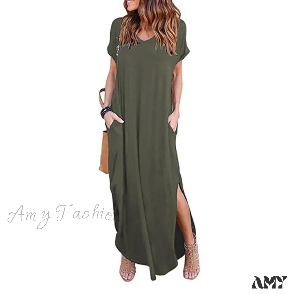 Amy Fashion - Casual Short Sleeve Maxi Long Dress - Image 6