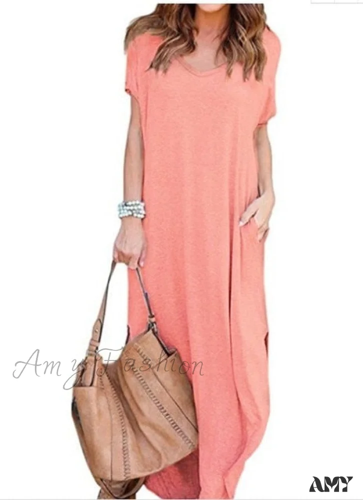 Amy Fashion - Casual Short Sleeve Maxi Long Dress - Image 8