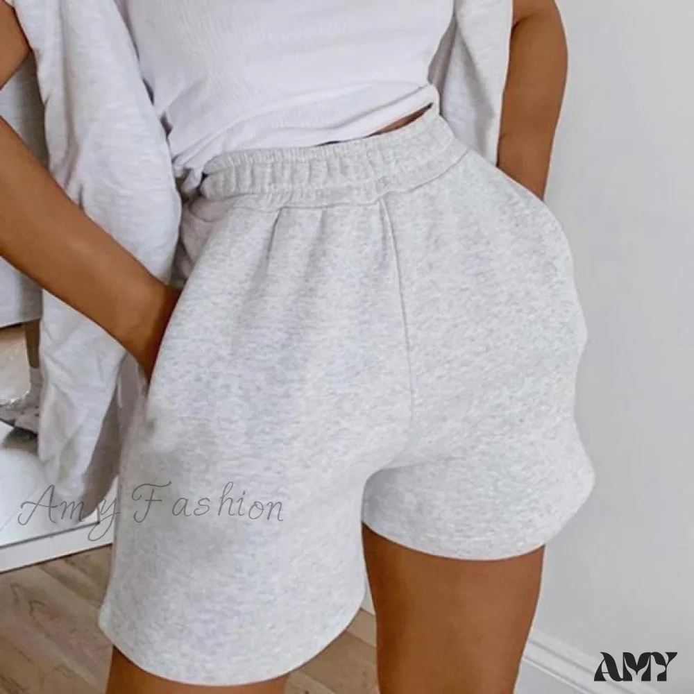 Amy Fashion - Solid Casual Sport Shorts - Image 5