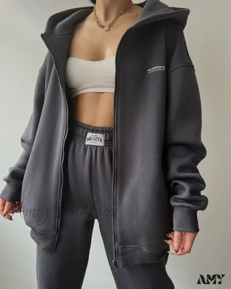 Solid Color Autumn Sportswear Hooded Oversized Pullover Hoodie - Image 2