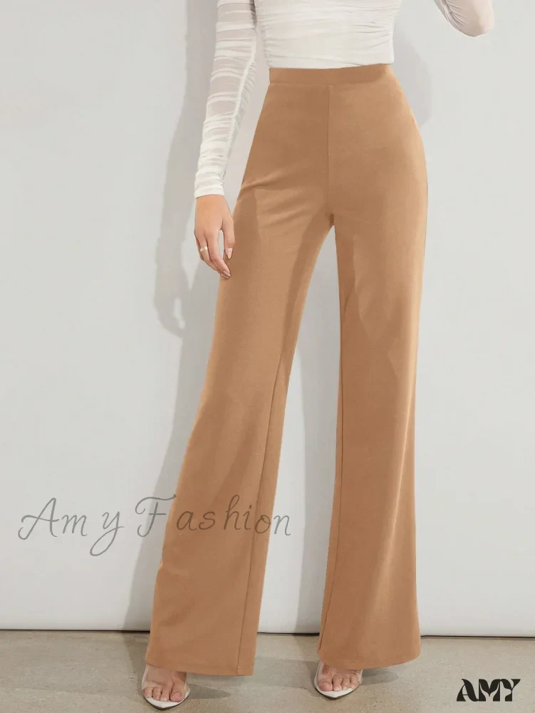 Amy Fashion - Solid High Waist Wide Leg Pants - Image 10
