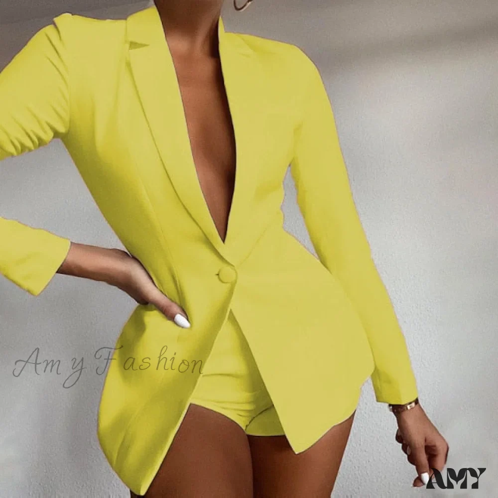 Amy Fashion - Solid Long Sleeve Blazer 2Pcs /Set Suit - Image 7