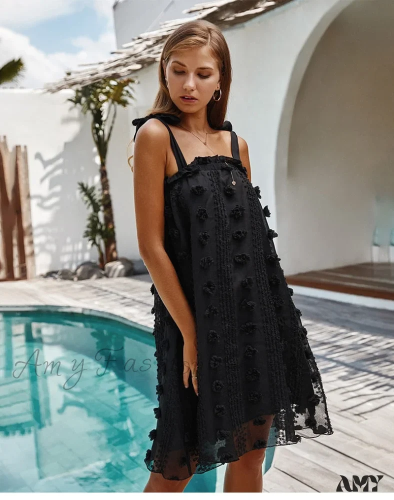Amy Fashion - Solid Wrapped Chest Floral  Loose Sleeveless Beach Dress - Image 10