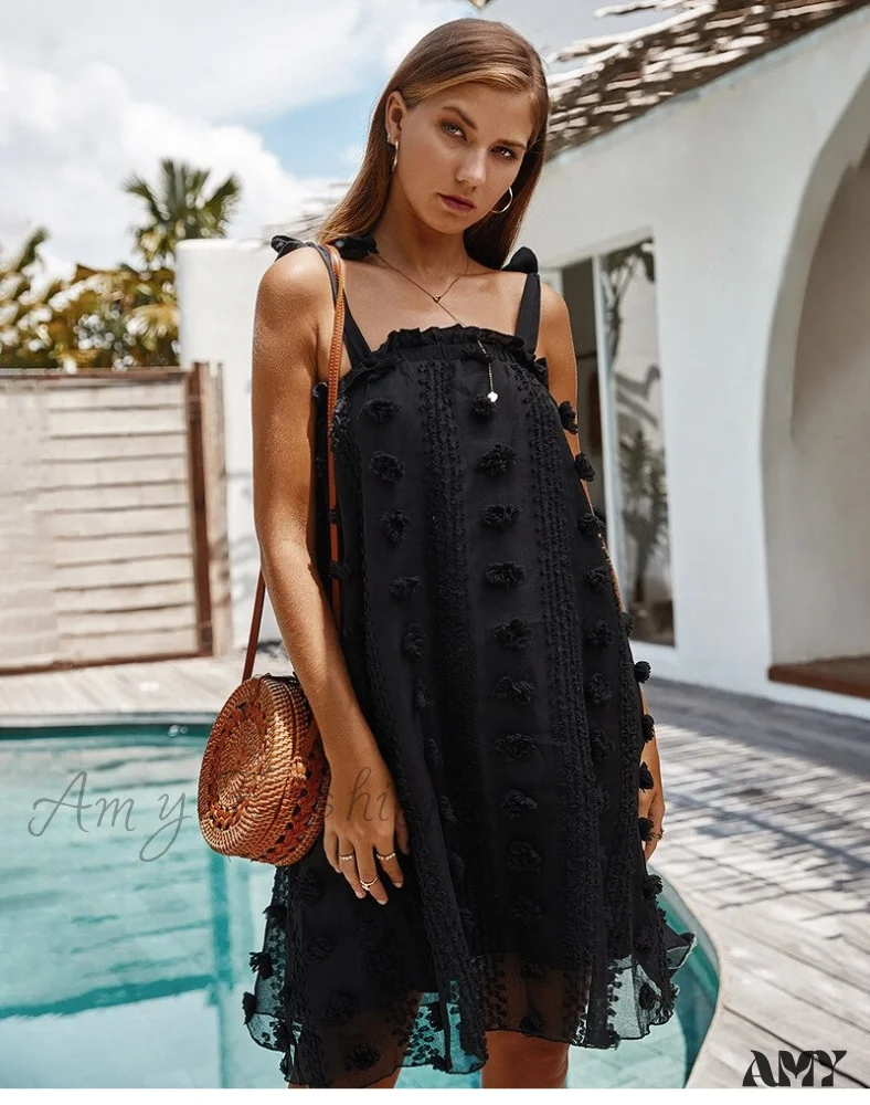 Amy Fashion - Solid Wrapped Chest Floral  Loose Sleeveless Beach Dress - Image 12