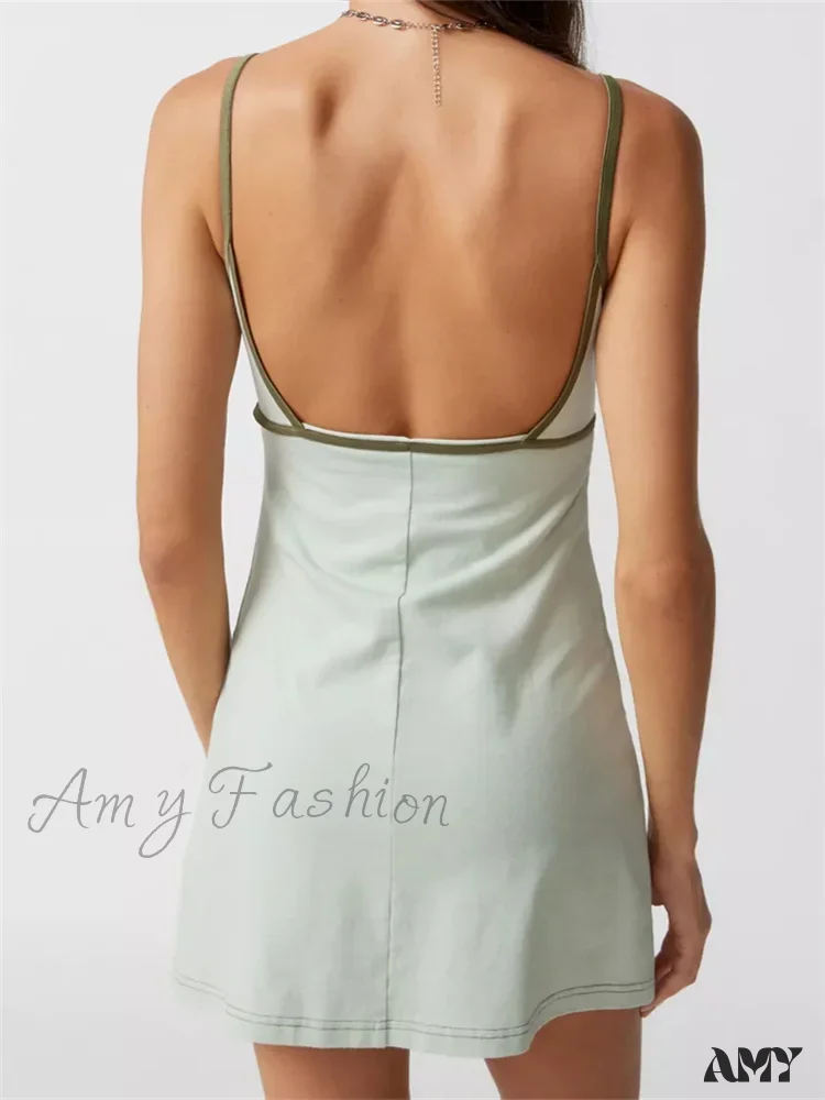Amy Fashion - Spaghetti Strap Sleeveless Summer Cutout Backless Party  Mini Dress - Image 4