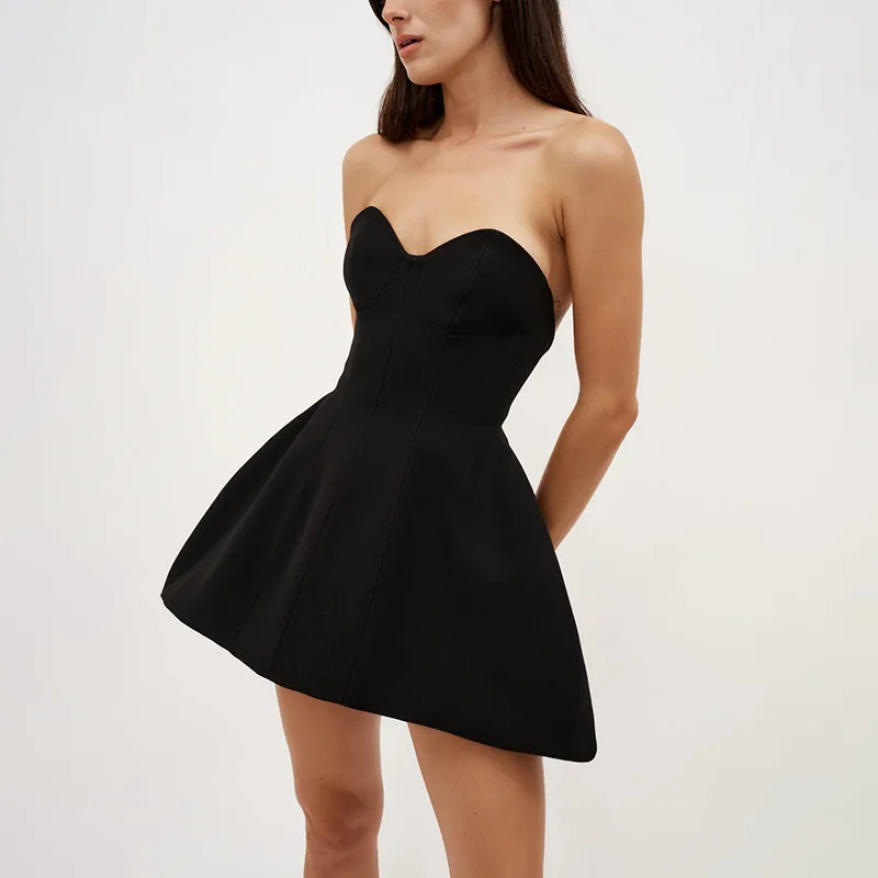 Strapless Backless Black A-line Prom Dress - Image 3