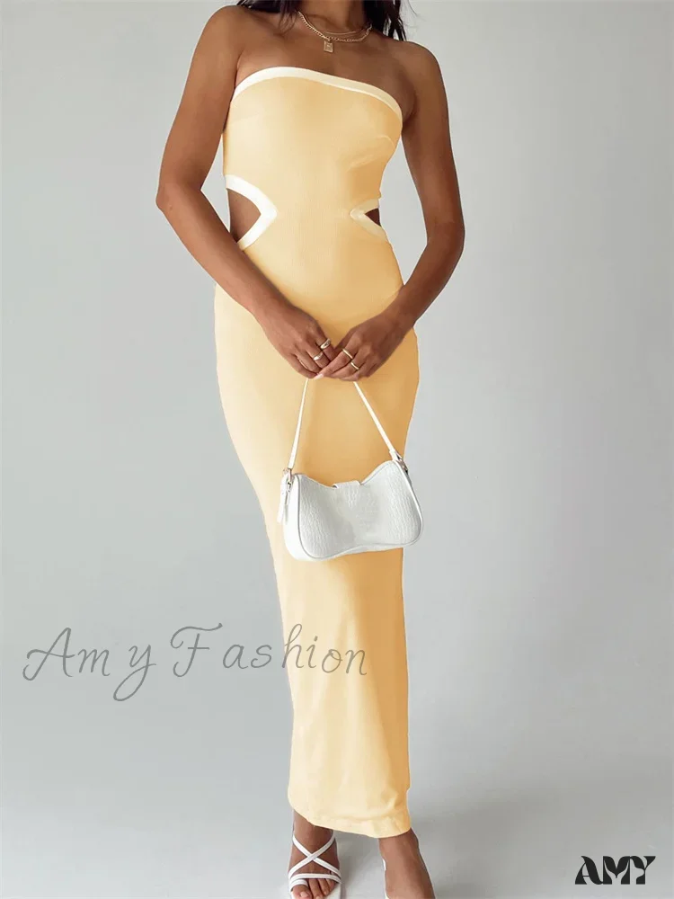 Amy Fashion - Strapless Off Shoulder Tube  for Women Party Streetwear Waist Hollow Out Back Split  Female Vestidos - Image 2