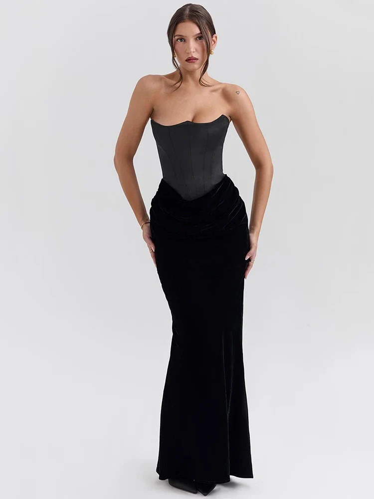 Strapless Sleeveless Club Long Bodycon Dress
