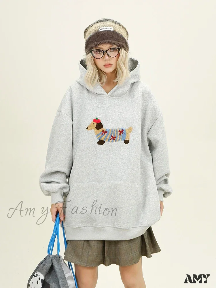 Streetwear Casual Loose Autumn Winter Cartoon Embroidery Hoodie - Image 3