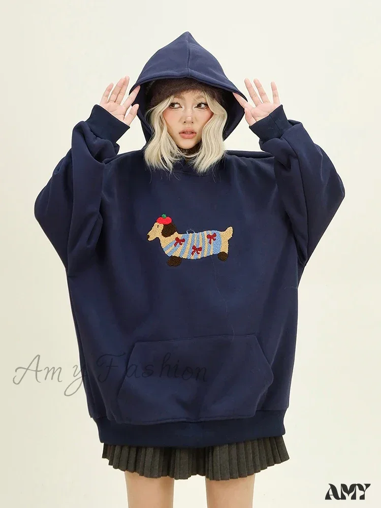 Streetwear Casual Loose Autumn Winter Cartoon Embroidery Hoodie - Image 4