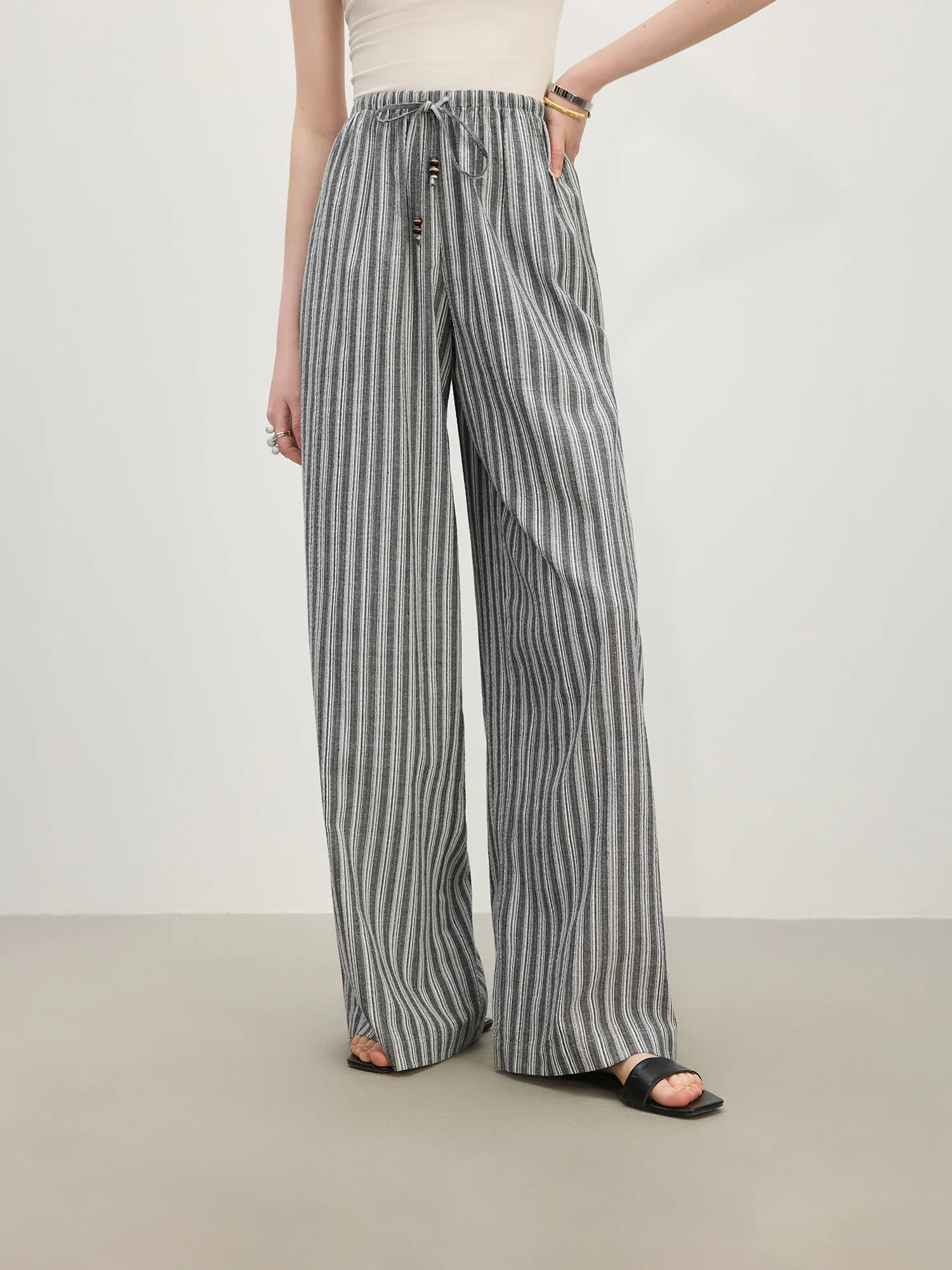 Striped High Waist Drape Pant
