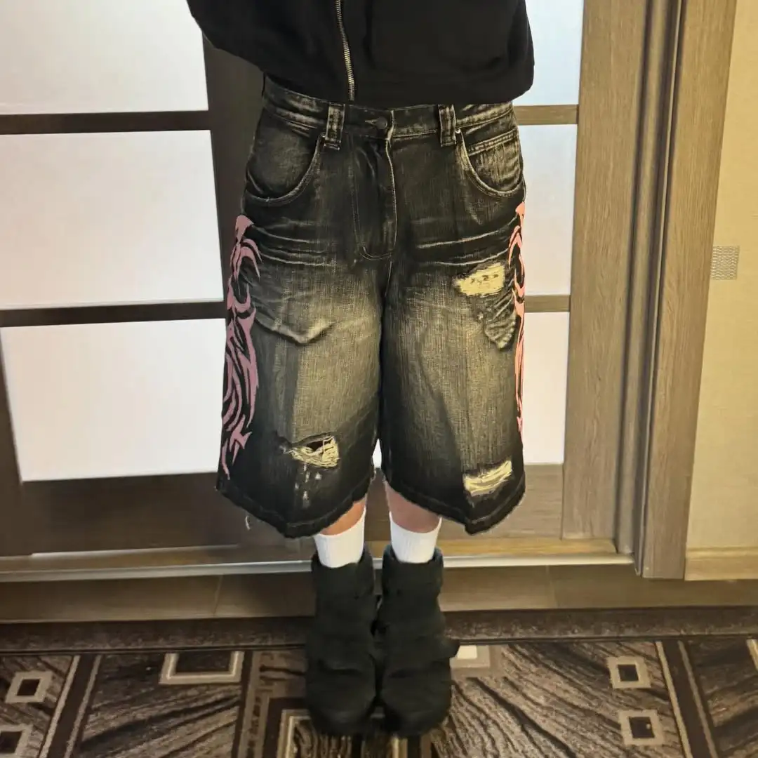 Striped Loose Denim Shorts Pant - Image 3