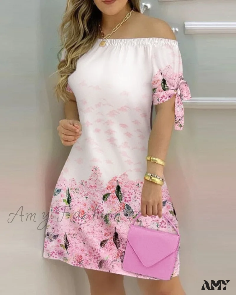 Amy Fashion - Striped Plaid Floral Print A Line Party Short Dresses - Image 2