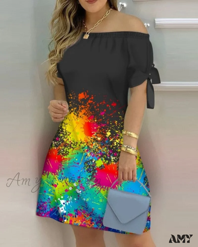 Amy Fashion - Striped Plaid Floral Print A Line Party Short Dresses - Image 6