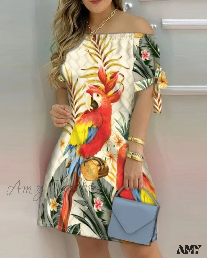 Amy Fashion - Striped Plaid Floral Print A Line Party Short Dresses - Image 7