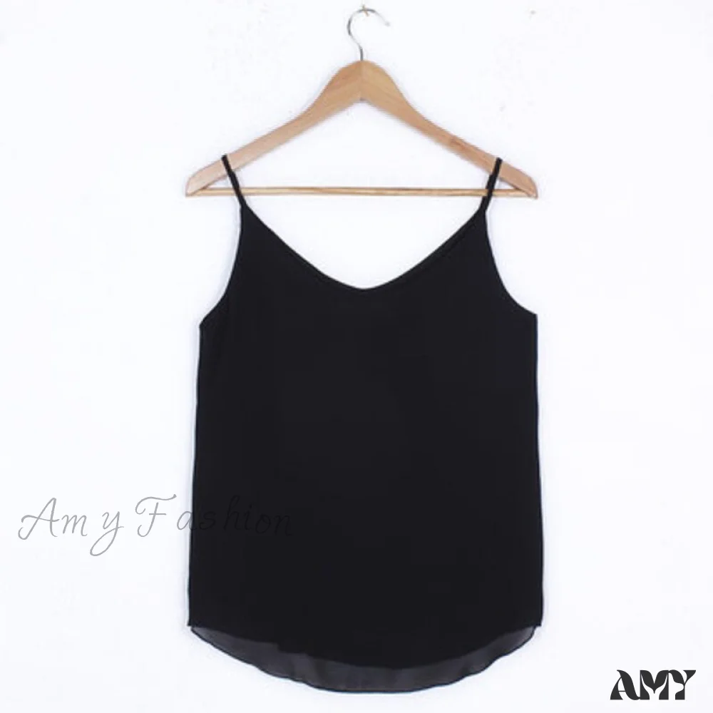 Amy Fashion - Chiffon Sleeveless Solid Camis Top - Image 3