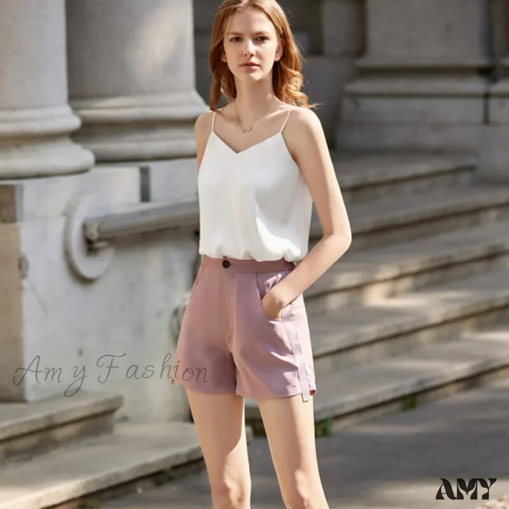 Amy Fashion - Chiffon Sleeveless Solid Camis Top - Image 5