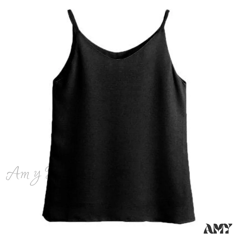 Amy Fashion - Chiffon Sleeveless Solid Camis Top - Image 6