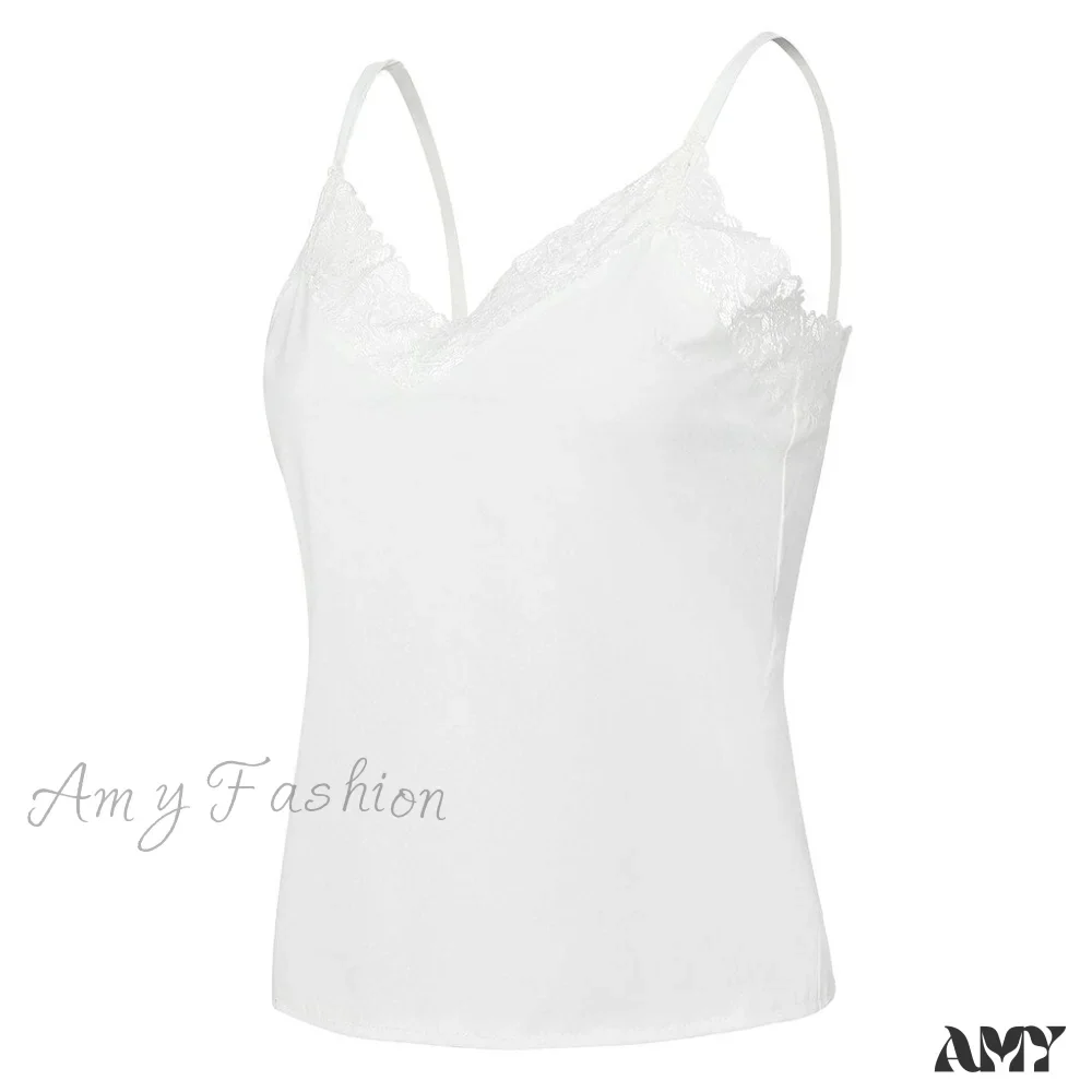 Amy Fashion - Spaghetti Strap Top Lace Cami - Image 3