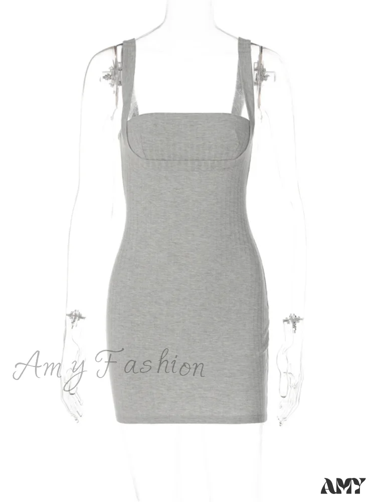 Amy Fashion - Summer Sleeveless Casual Tank Square Neck Low Cut Mini Dress - Image 6