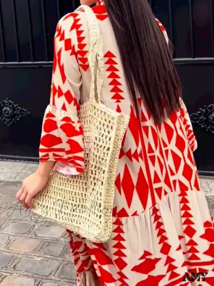 Amy Fashion - Summer Vintage Elegant Long Sleeve Boho Dress - Image 6