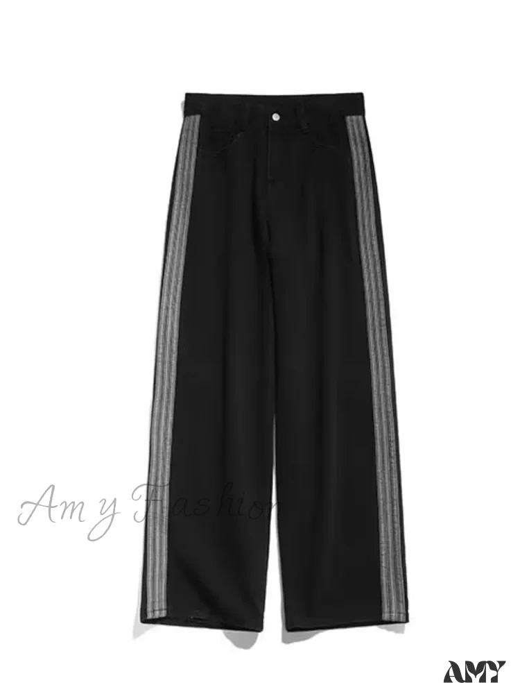 Amy Fashion - Sweeping Floor Spicy Girl Small Loose High Waisted Straight Leg Wide-Leg Jean - Image 5