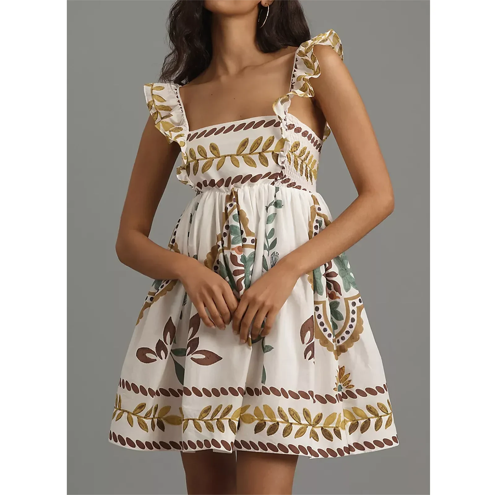 Sweet Ruffle A-Line Mini Floral Dress